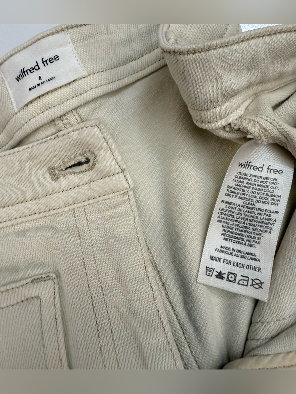 NWOT$128 ARITZIA WLFRED FREE Modern Utility Pants Women 4 29x30” Straight Beige - Picture 10 of 15
